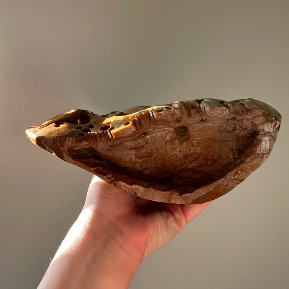 Carved Chinese Soapstone Sculpture with Floral Etching - Picture 3 of 5